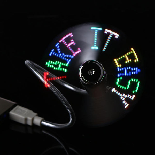 USB Power DIY Programmable Flash 4 Style Message LED Mini Fan Summer Cooler USB Gadgets High Quality
