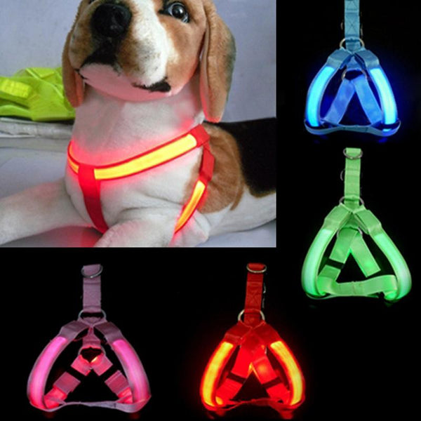 LED Flashing Light Dog Harness Safety Pet Dog Puppy Harness Collar Lead Leash  HG99