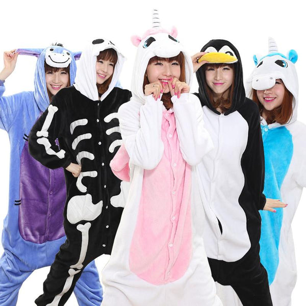 Warm Flannel pajamas for women Pajama Couples Cartoon Sleepwear Adult Animal Onsies Pijama Adulto Unicorn Panda Stitch Pijamas