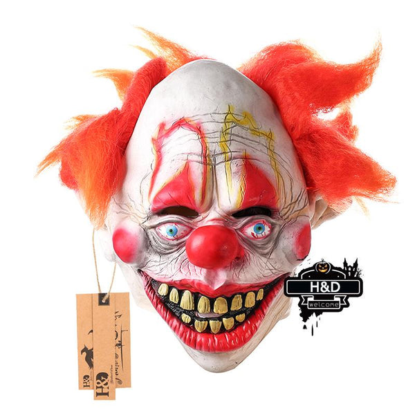 Red Nose with Red Hair Scary Clown Mask
