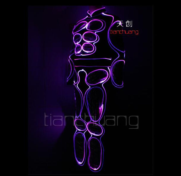 TC-81 Programming colorful fiber clothes Full color LED light robot mens costumes luminous dj wear ballroom disco stage suits