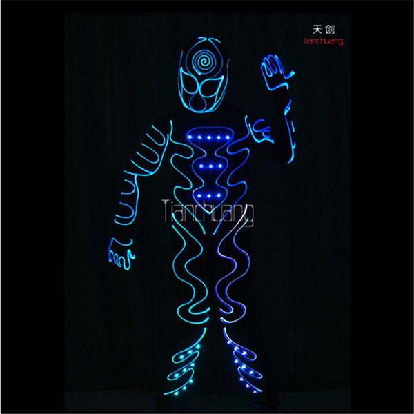 TC-178 Programmable EL cold wire men led costumes ballroom dance light robot clothes satge dj bar wears full color RGB suit club