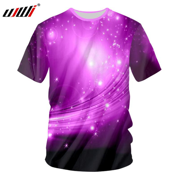 UJWI Sound Activated Led T Shirt Purple Light Up And Down Flashing Equalizer EL 3D T-Shirt Men For Rock Crewneck DJ Tops Tee