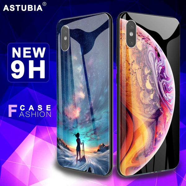 Tempered Glass Case For iPhone 7 Cases For iPhone XS XR Max Silicone Star Cover For iPhone 6 6S 7 Plus 8 8Plus X 10 Funda Coque