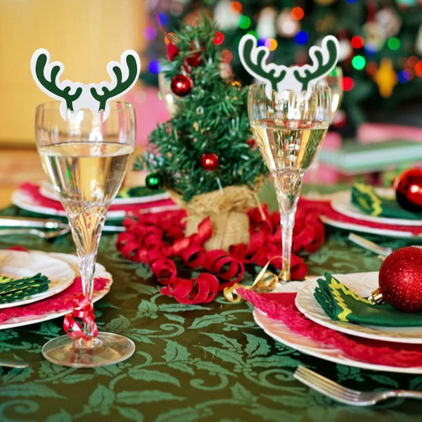10pcs Christmas Wine Glass Paper Cards Santa Claus Hat Cup Card Xmas Decor Christmas Wedding Party Table Decoration Place Cards - LADSPAD.UK