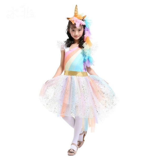 pink unicorn costume kids rainbow unicorn dress children cosplay tutu dress fancy birthday baby halloween costumes for girls